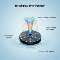 Solar Fountain Toy with Color LED Lights